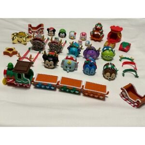 Tsum Tsum Vinyl Figures Lot 24+ Pieces Disney Christmas Train Sleigh Trinkets